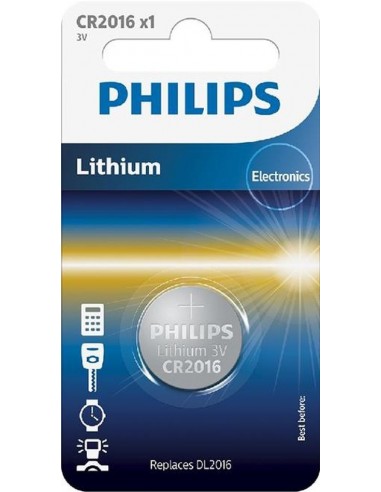 Baterija gumb litijeva Philips CR2016 (CR2016/01B), 3V