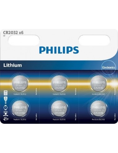 Baterija gumb litijeva Philips CR2032 (CR2032P6/01B), 3V, 6-pack