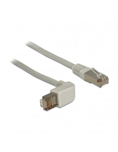 SFTP priključni kabel C5e RJ45 0.5m, siv, kotni, Delock