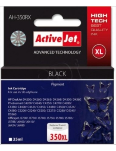 ActiveJet kartuša HP 350XL CB336  črna za OJ J5780/J5785, PhotoSmart C4280/C5280/D4260 (35ml)