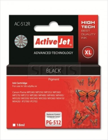 ActiveJet kartuša Canon PG-512 črna za MP240/260/480, MX320/330