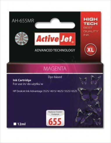 ActiveJet kartuša HP 655 magenta za DJ Ink Advantage 3525/4615/4625/5525/6525 (CZ109AE)