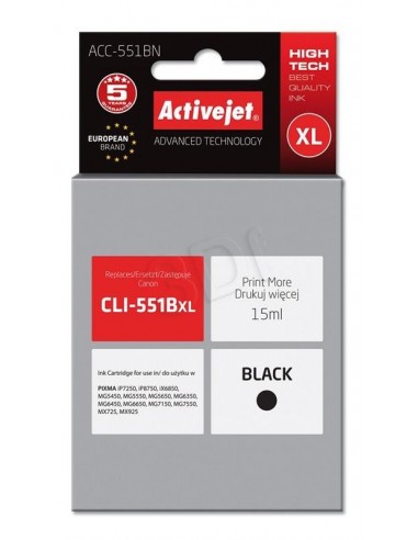 ActiveJet kartuša Canon CLI-551BkXL črna za Pixma iP7250, MP5450/6350