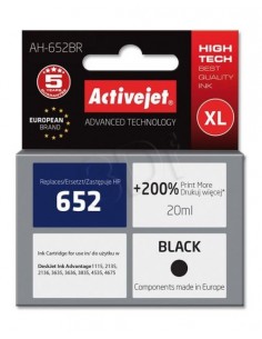 ActiveJet kartuša HP 652 F6V25AE črna za DJ Ink Advantage 1115/2135/3635/3835/4535
