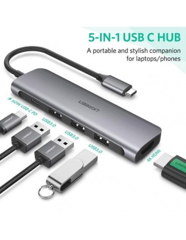 Adapter USB C na HDMI + USB 3.0x3 + PD power, Ugreen 50209