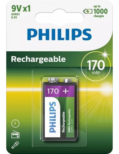 Baterija polnilna Philips 170mAh Ni-MH 9V (9VB1A17/10)