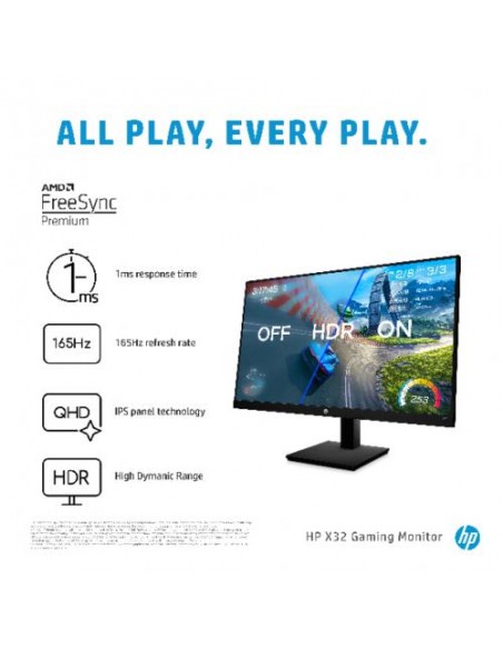 Monitor HP 31.5"/80cm X32 (2V7V4AA) 2560x1440, 175Hz, 400cd/m2, 1000:1, 1ms