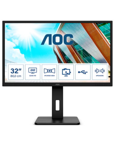 Monitor AOC 31.5"/80cm Q32P2CA, 2xHDMI/DP, 2560x1440@75Hz, 1.200:1, 250 cd/m2, 4ms