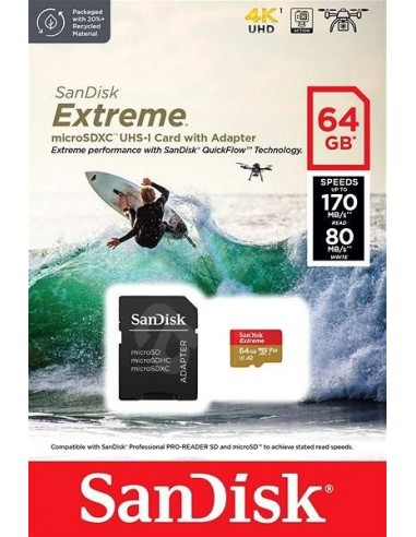 Spominska kartica Micro SDXC 64GB SanDisk Extreme (SDSQXAH-064G-GN6AA)