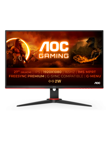 Monitor AOC 27"/68cm 27G2SPAE/BK, VGA/DP/2xHDMI, 1920x1080@165Hz, 250 cd/m2, 1ms, 1.000:!