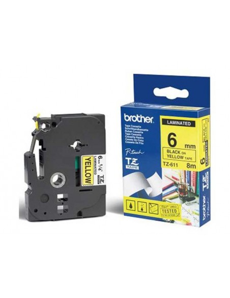 Brother trak TZe-611 6mm Rumen/Črn