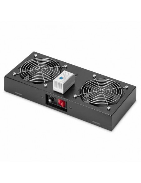 Komunikacijska omara - hladilna enota 2x vent. s termostatom Digitus črna (DN-19 FAN-2-WM-T-SW)