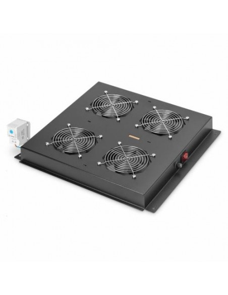 Komunikacijska omara - hladilna enota 4x vent. s termostatom Digitus črna (DN-19 FAN-4-B-N)