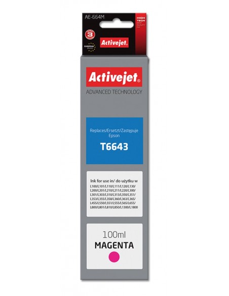 ActiveJet črnilo T6643 magenta za L100/L200/L550 (100 ml)