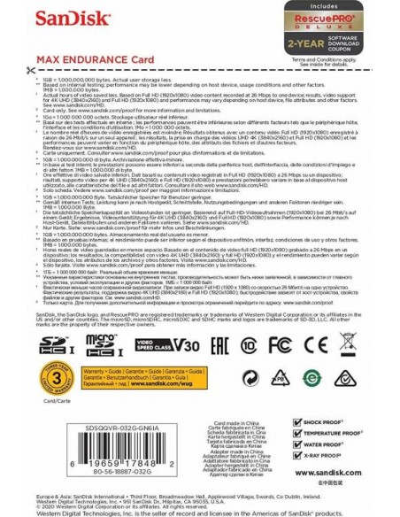 Spominska kartica Micro SDXC 32GB SanDisk Max Endurance (SDSQQVR-032G-GN6IA)