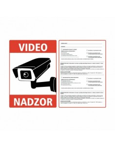Nalepka "VIDEONADZOR" A5 (190x133) rdeča + 77. in 78. člen ZVOP-2