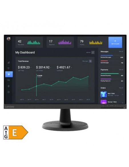 Monitor Lenovo 27"/68.5cm D27-40 (67A3KAC6EU) 1980x1080, 250cd/m2, 3000:1, 5ms