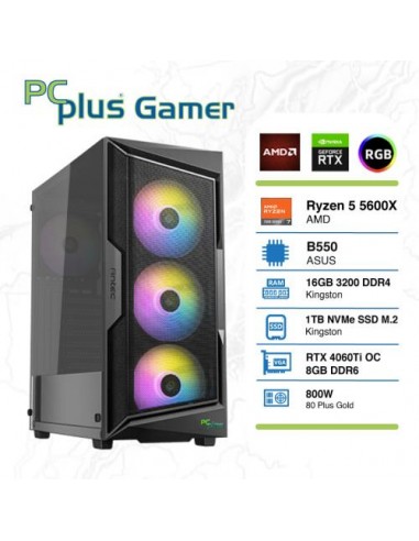 PC PCplus Gamer (145003) Ryzen 5 5600X 16GB 1TB NVMe SSD GeForce RTX 4060 Ti 8GB RGB