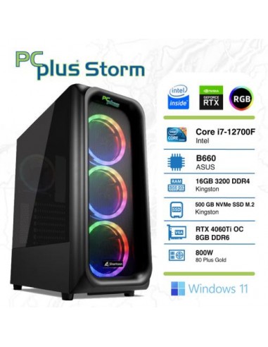 PC PCplus Storm (144998) i7-12400F 16GB 1TB NVMe SSD GeForce RTX 4060 Ti OC DDR6 8GB RGB Windows 11 Home