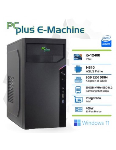 PC PCplus E-Machine (144784) i5-12400 8GB 500GB NVMe SSD Windows 11 Pro