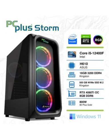 PC PCplus Storm (145000) i5-12400F 16GB 1TB NVMe SSD GeForce RTX 4060 Ti DDR6 8GB RGB Windows 11 Home