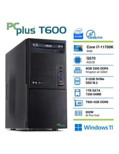 PC PCplus T600 (143404) i7-11700K 16GB 512 NVMe SSD 1TB HDD Nvidia T400 4GB GDDR6  Windows 11 Pro