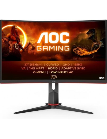 Monitor AOC 27"/68cm CQ27G2S/BK, 2560x1440, 165Hz, 4000:1, 250 cd/m2, 4ms