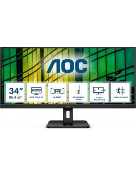 Monitor AOC 34"/86.36cm U34E2M, 3440x1440, 100Hz, 3000:1, 300 cd/m2, 4ms