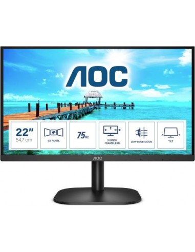 Monitor AOC 21.5"/55cm 22B2H, VGA/HDMI, 1920x1080@75Hz, 3000:1, 250 cd/m2, 4ms