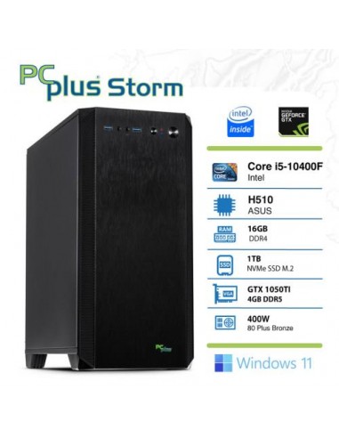 PC PCplus Storm (145689) i5-10400F 16GB 1TB NVMe SSD GeForce GTX 1050 Ti 4GB GDDR5 Windows 11 Home