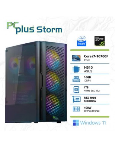 PC PCplus Storm (145690) i7-10700F 16GB 1TB NVMe SSD GeForce RTX 4060 DDR6 8GB RGB Windows 11 Home