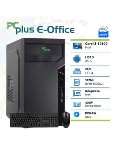 PC PCplus E-Office (145597) i3-10100 8GB 512GB NVMe SSD