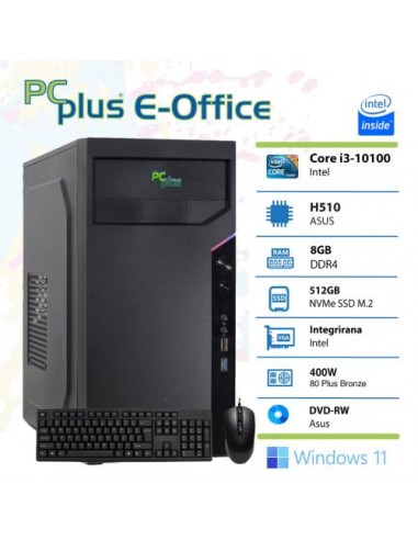 PC PCplus E-Office (145598) i3-10100 8GB 512GB NVMe SSD Windows 11 Home