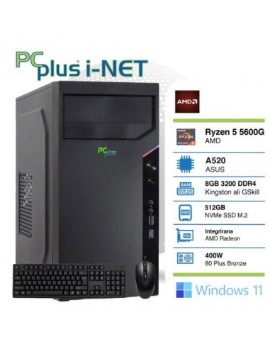 PC PCplus I-net (145596) Ryzen 5 5600G 8GB 512GB NVMe M.2 SSD miška tipkovnica Windows 11 Home