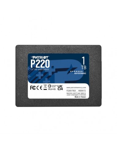 SSD Patriot P220 (P220S1TB25) 2.5" 1TB, 550/500 MB/s, SATA3