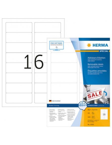 Etikete Herma Superprint Removables, 88.9x33.8 mm