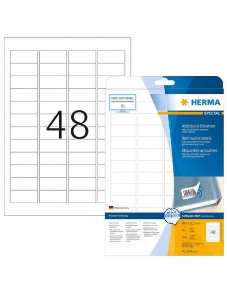 Etikete Herma Superprint Removables, 45.7x21.2 mm
