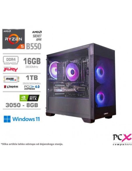 PC PCX Exton (PCX-GS7X-615767) Ryzen 5 5600/16GB/1 TB/RTX 3050/RGB/Win11 Home