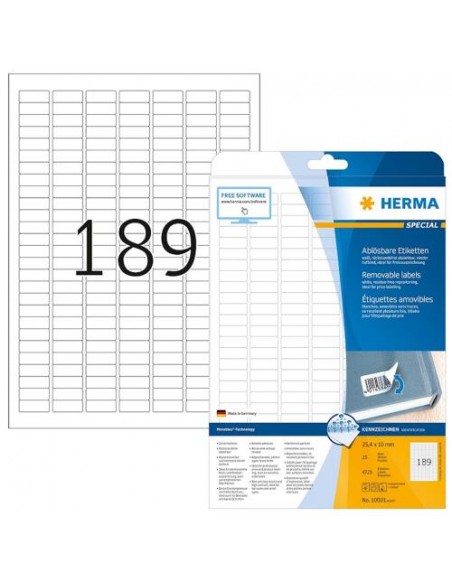Etikete Herma Superprint Removables, 25.4x10 mm