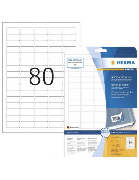 Etikete Herma Superprint Removables, 35.6x16.9 mm