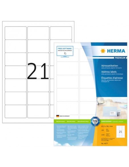 Etikete Herma Superprint Premium, 63.5x38.1 mm