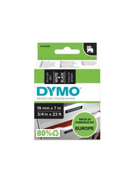 Dymo D1 trak SO720910 19mm, bela na črni