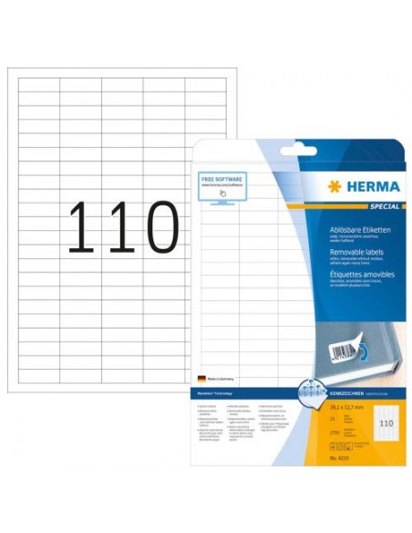 Etikete Herma Superprint Removables, 38.1x12.7 mm