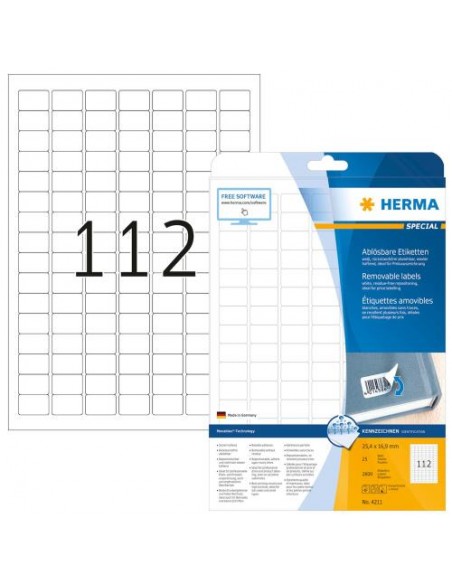 Etikete Herma Superprint Removables, 25.4x16.9 mm