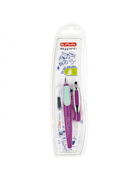 Nalivno pero Herlitz MY.PEN za levičarje, Purple/Mint, na blistru