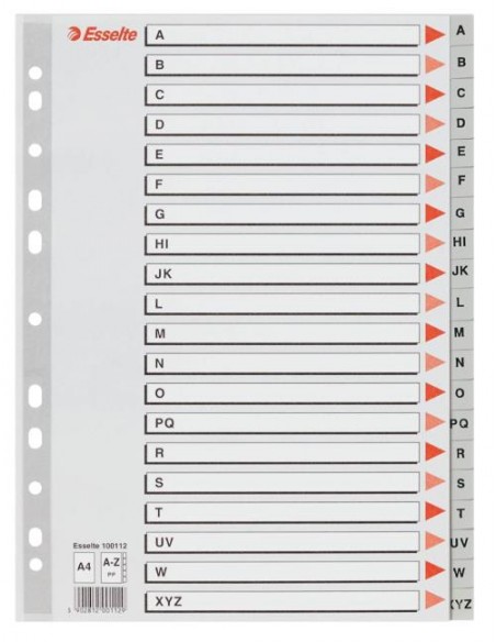 Pregradni karton Esselte PP, siv, A-Z