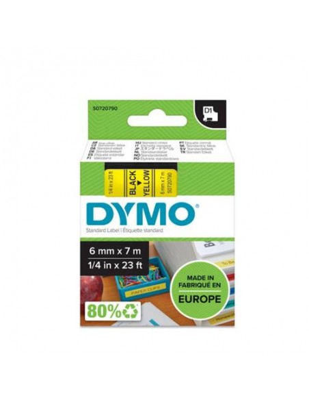 Dymo D1 trak SO720790 6mm, črna na rumeni