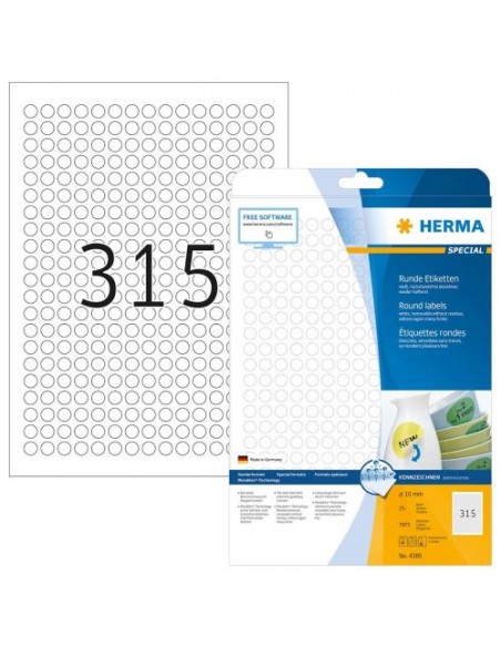 Etikete Herma Superprint Removables, fi 10 mm