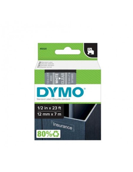 Dymo D1 trak SO720600 12mm, bela na prozorni