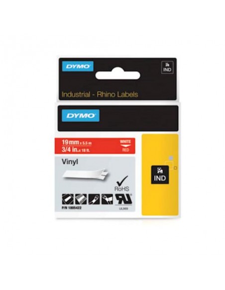 Dymo RHINO IND trak 19mm, bela na rdeči